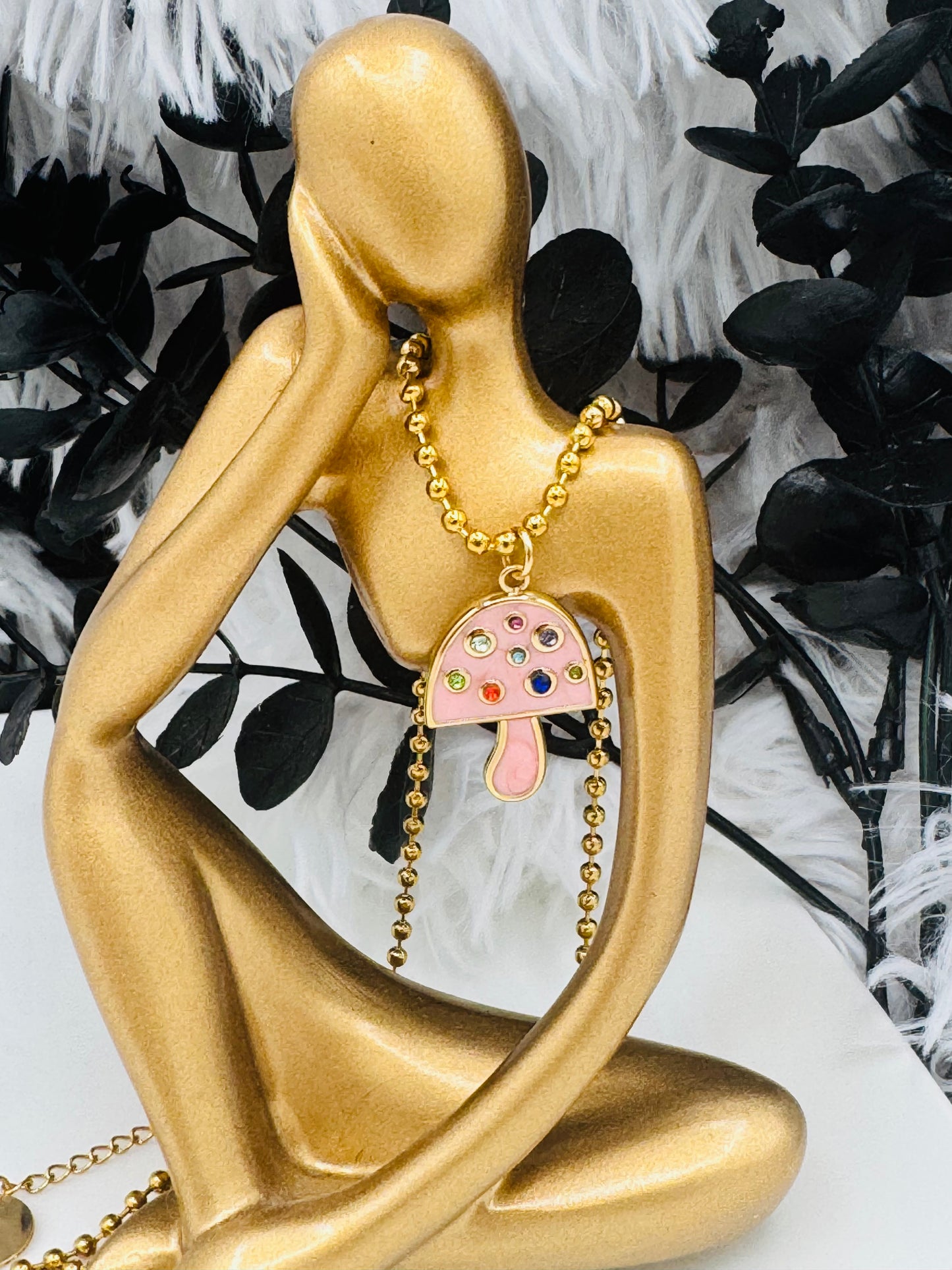 Colorful mushroom necklace
