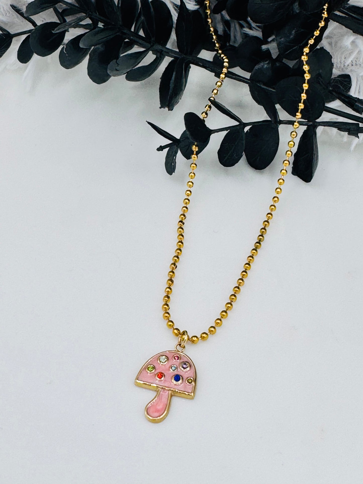 Colorful mushroom necklace