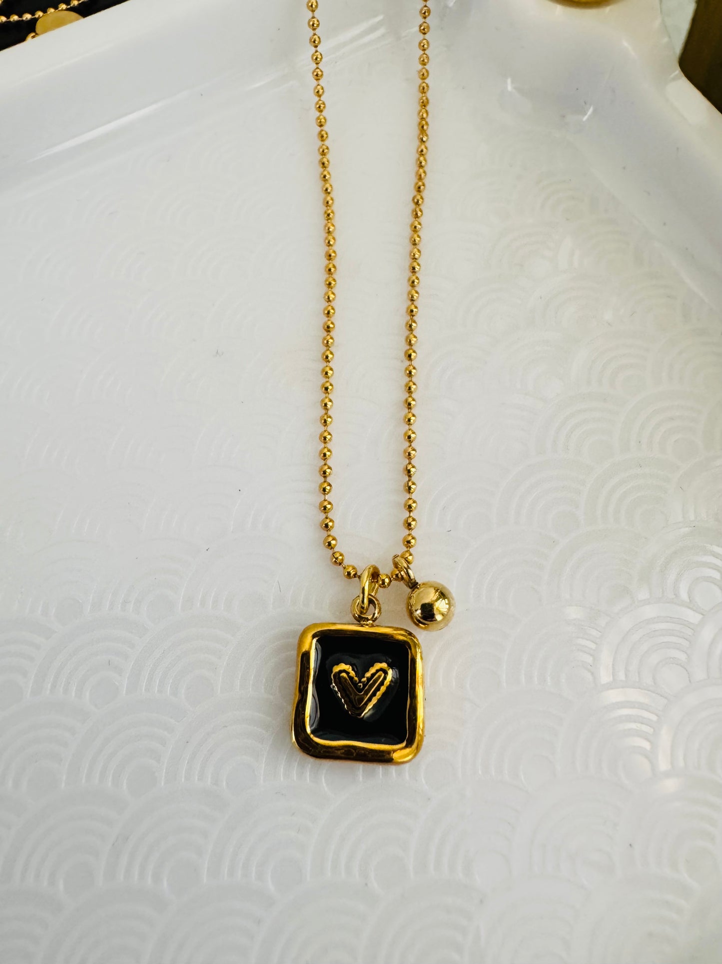 Heart plate necklace
