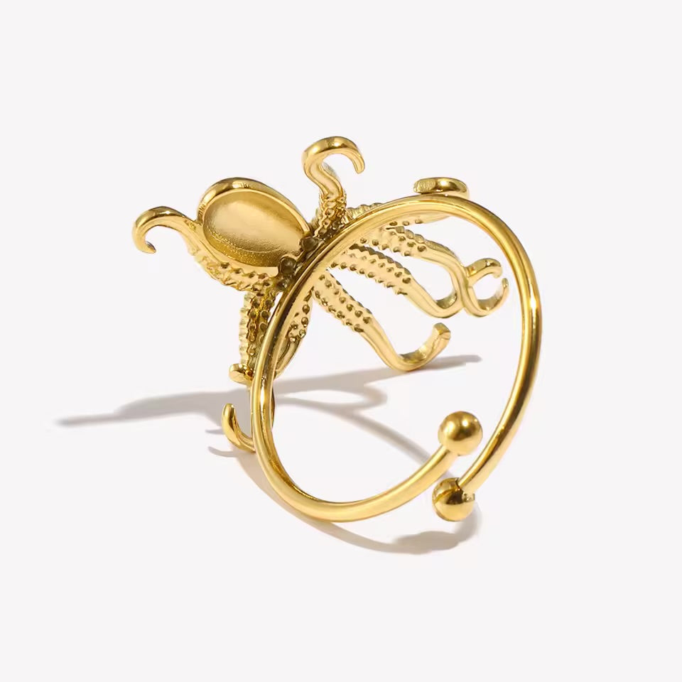 Golden octopus ring