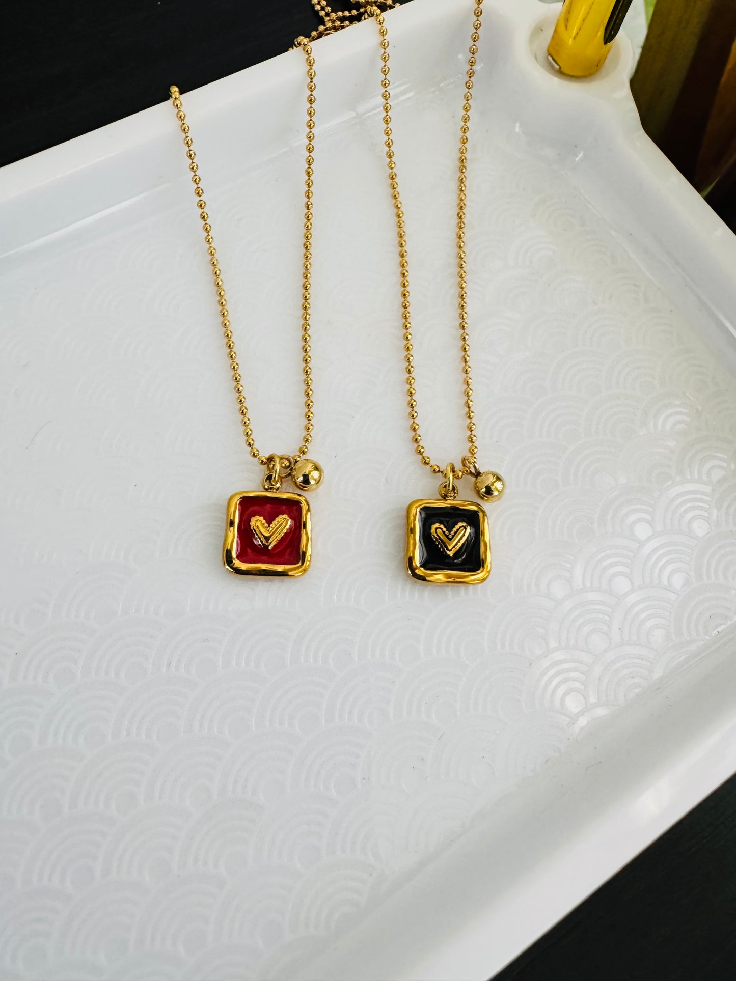 Heart plate necklace