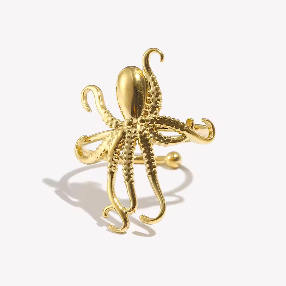 Golden octopus ring