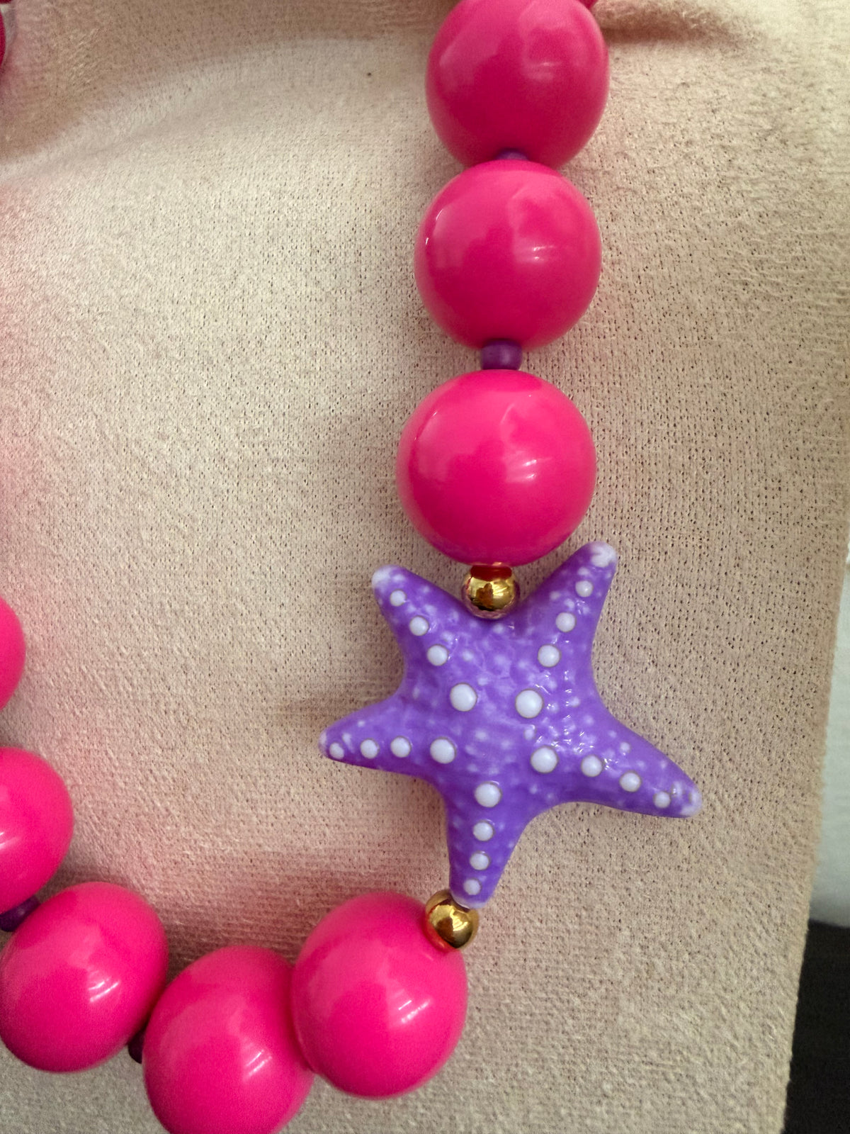 Hot pink starfish necklace
