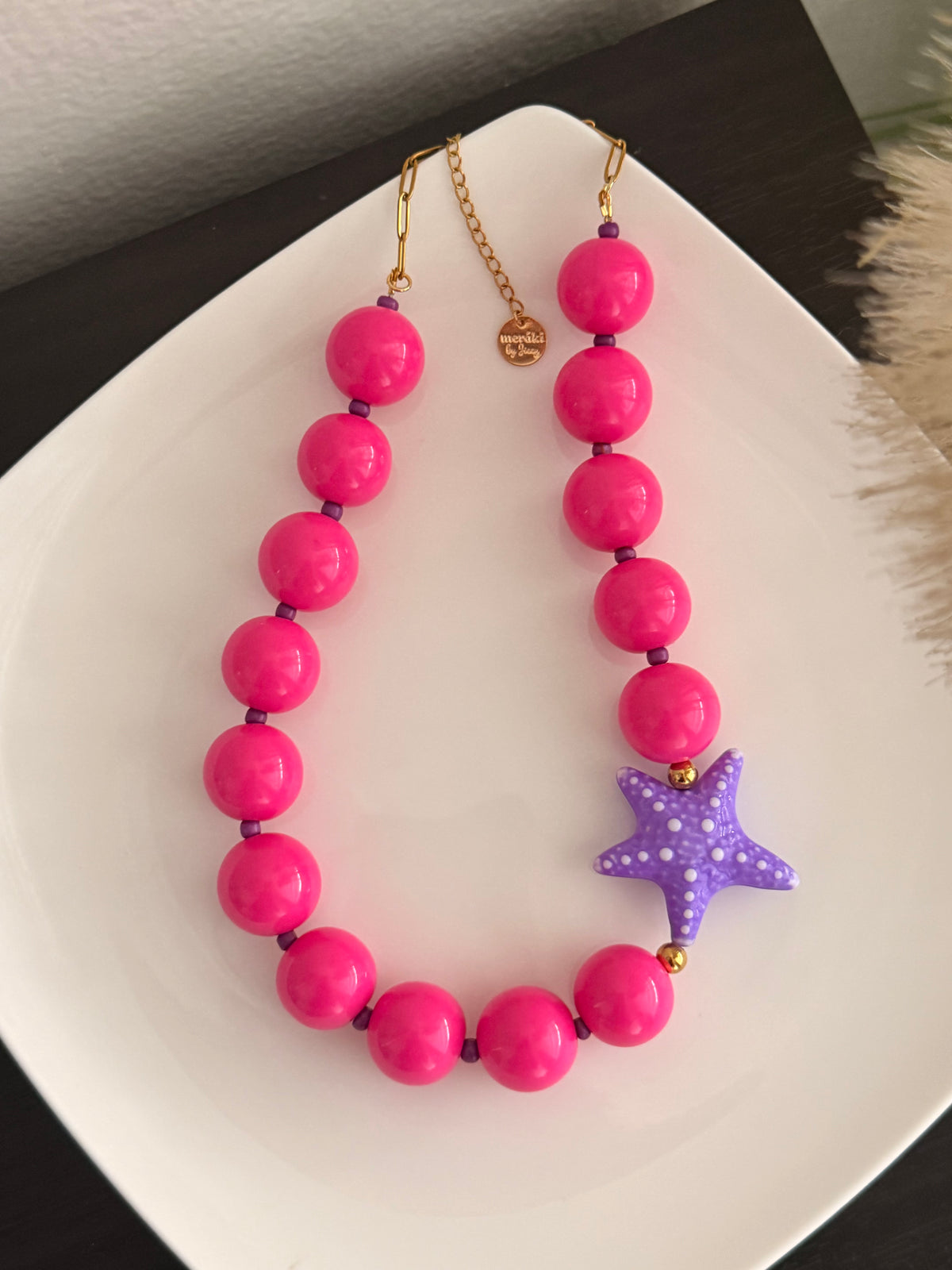 Hot pink starfish necklace