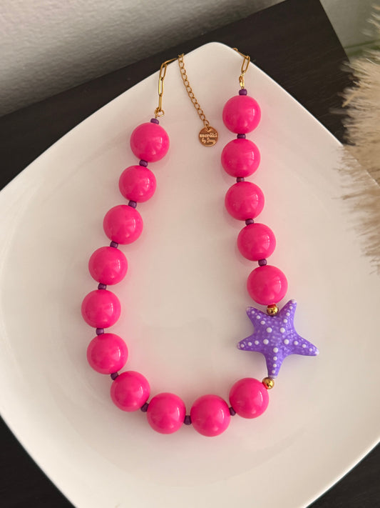 Hot pink starfish necklace