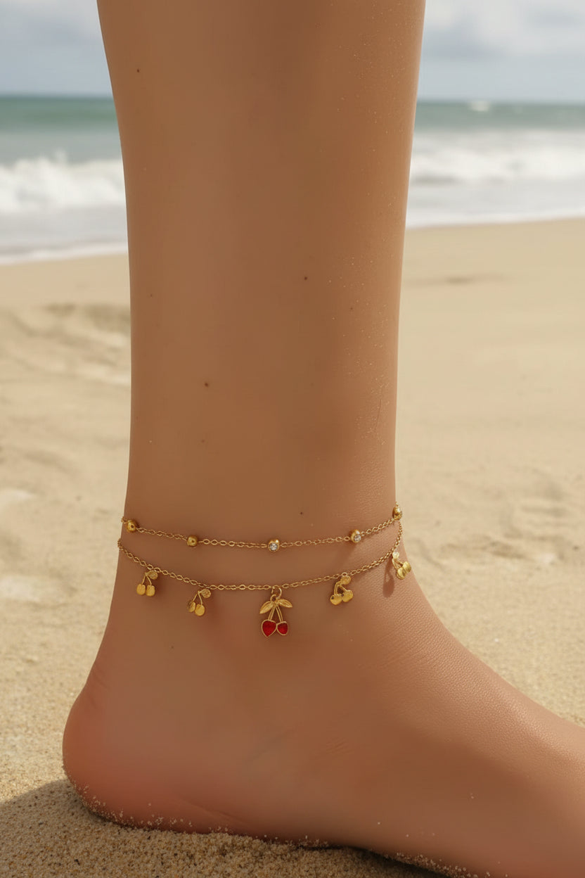 Cherry glow anklet