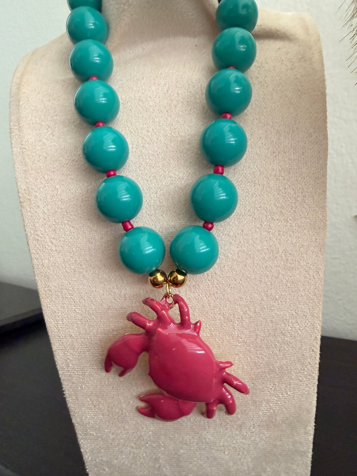 Magenta crab necklace