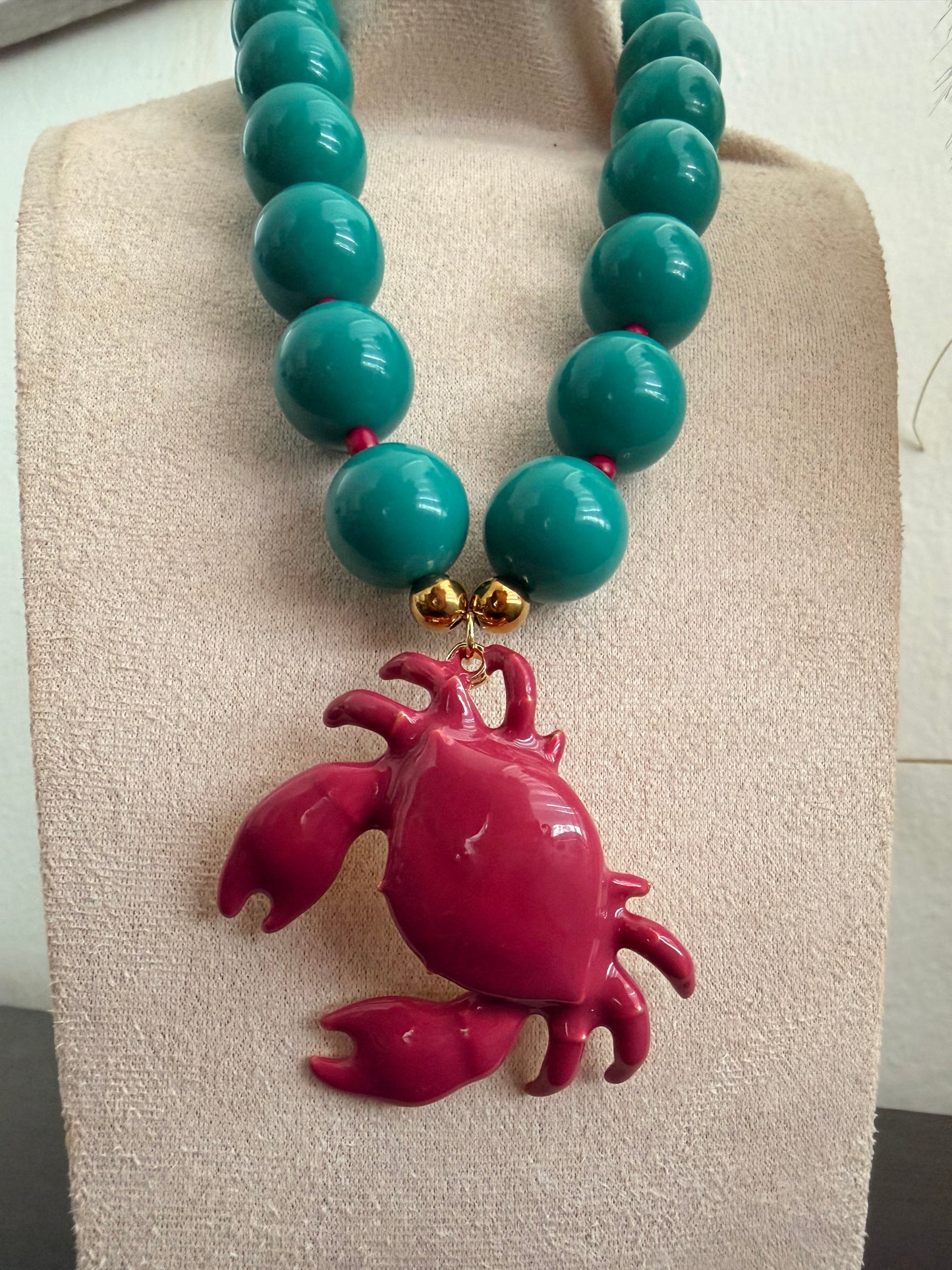 Magenta crab necklace