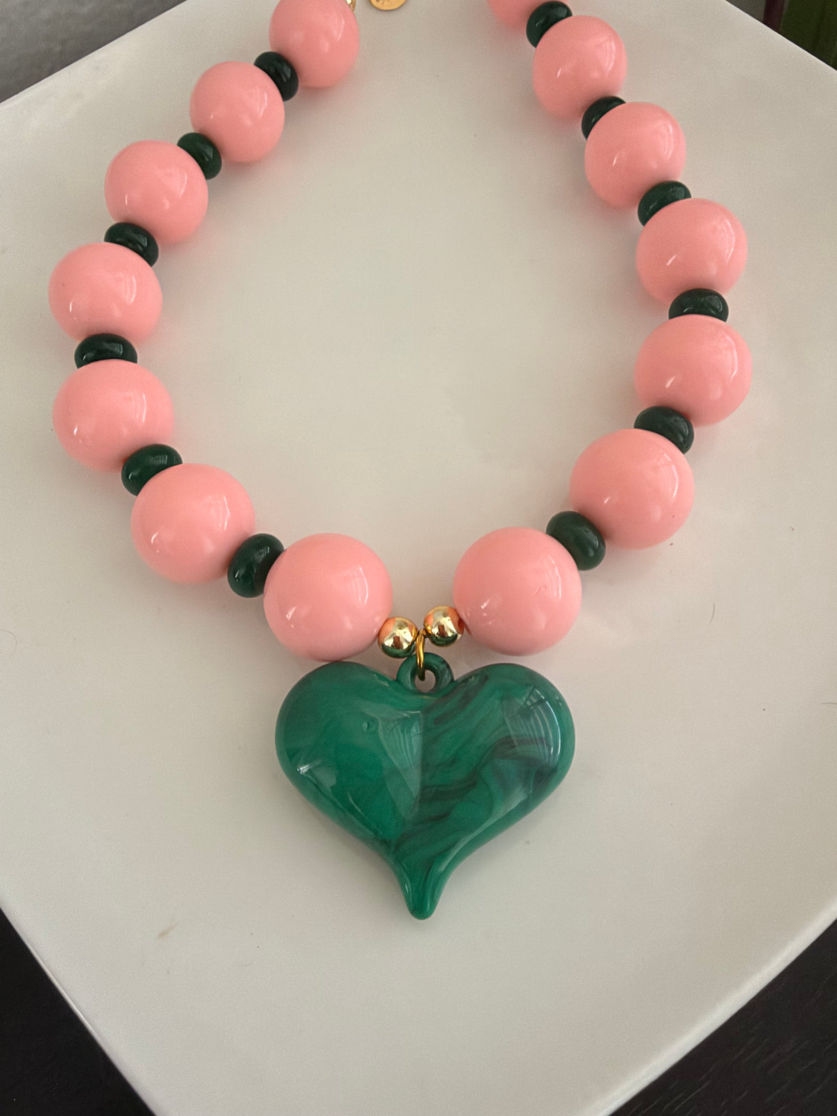 Green heart necklace