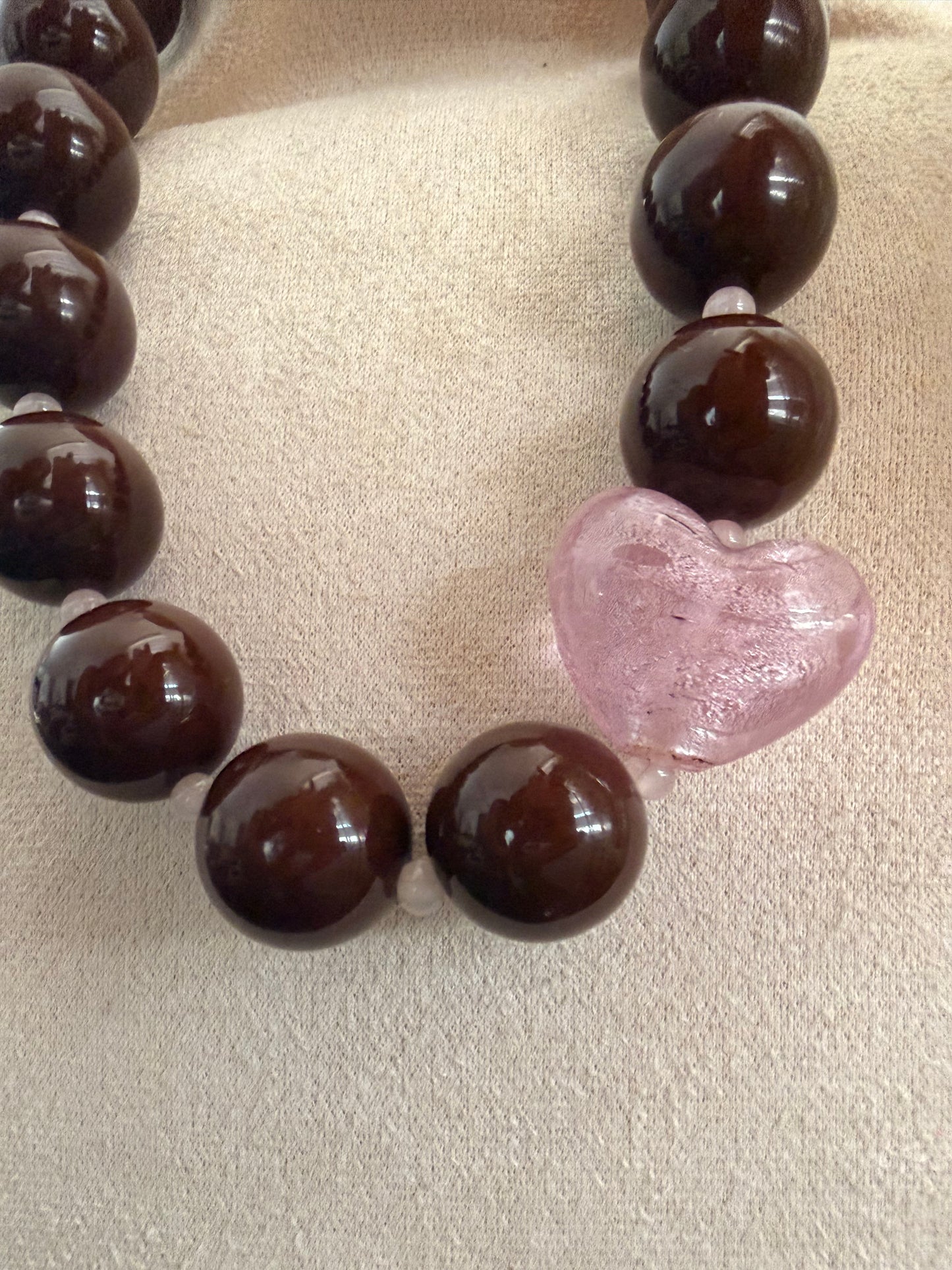 Pink pearl heart necklace