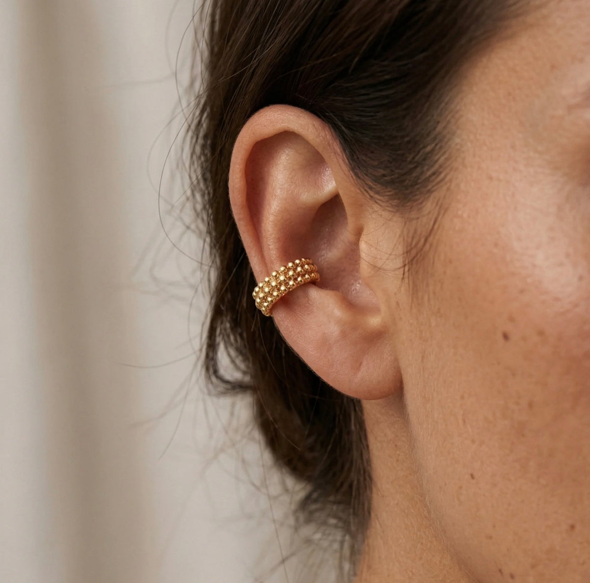 Golden Beaded Ear Cuff